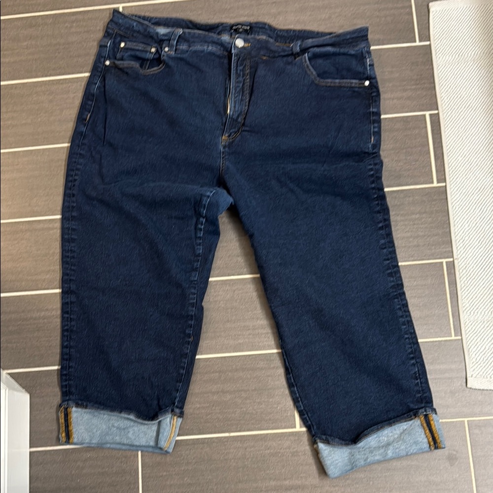 Universal Standard Stevie High rise Cuffed straight leg jeans